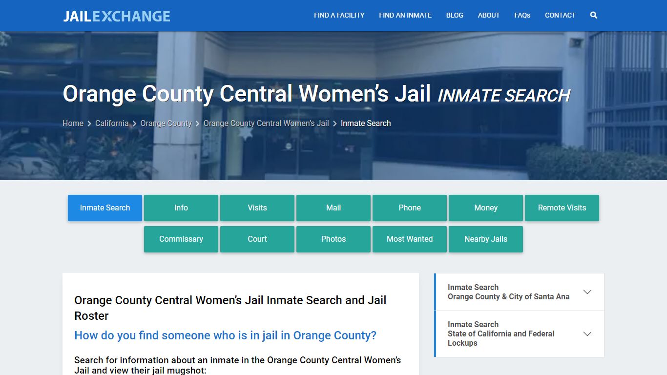 Orange County Central Women’s Jail Inmate Search - Jail Exchange